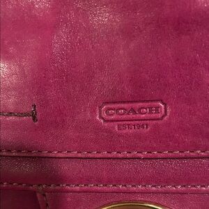 Coach Pink Leather Clutch Bag with Embossed Logo